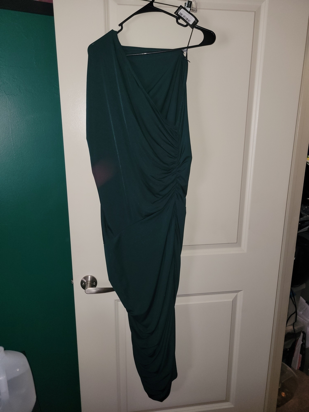 PrettyLittleThing Emerald Green Asymmetrical Ruched Skirt